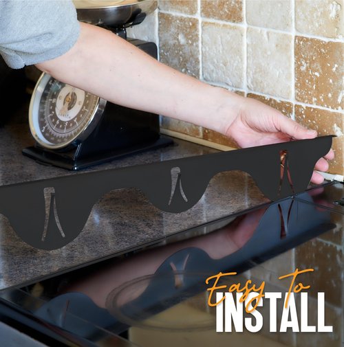 Linda’s Essentials Stove Gap Covers Stainless Steel (2 Pack), 316 Stainless Steel Stove Gap Covers Heat Resistant Oven Gap Filler Seals Spaces Between Stovetop and Counter (25.4 Inches, Black (Steel))