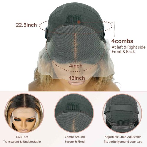 PDTBO Ombre Lace Front Wig Human Hair Pre Plucked 24 Inch Body Wave 1B/27 Highlight Lace Front Wig Human Hair 180% Density Colored 13x4 HD Lace Frontal Glueless Wigs For Black Women