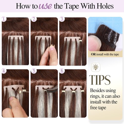 FANCEE Glueless Human Hair Extensions - Highlighted Brown and Blonde Tape in With Holes - Invisible Seamless Skin Weft for Women (50g 20Pcs, 20 Inch)