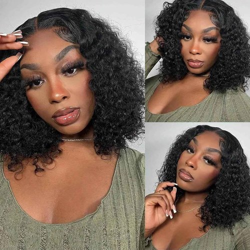 BEAUDIVA Kinkycurly Wig Human Hair 13x6 Lace Front Wigs Human Hair Afro Kinky Curly Wig 16 inch Pre Plucked 180% Density Black Jerry Curly Afro Kinky-Curly Natural Hairline Bouncy Thick Average Size