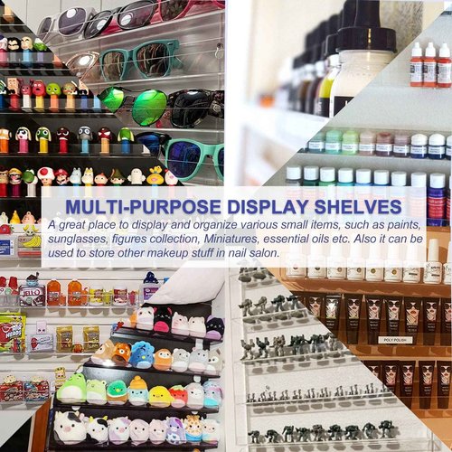 FEMELI 2 Pack Nail Polish Wall Racks 20 * 24 Inch Hold Up to 240 Bottles,Clear Acrylic Nail Polish Shelf Organizer Wall Mounted 6 Rows (2)