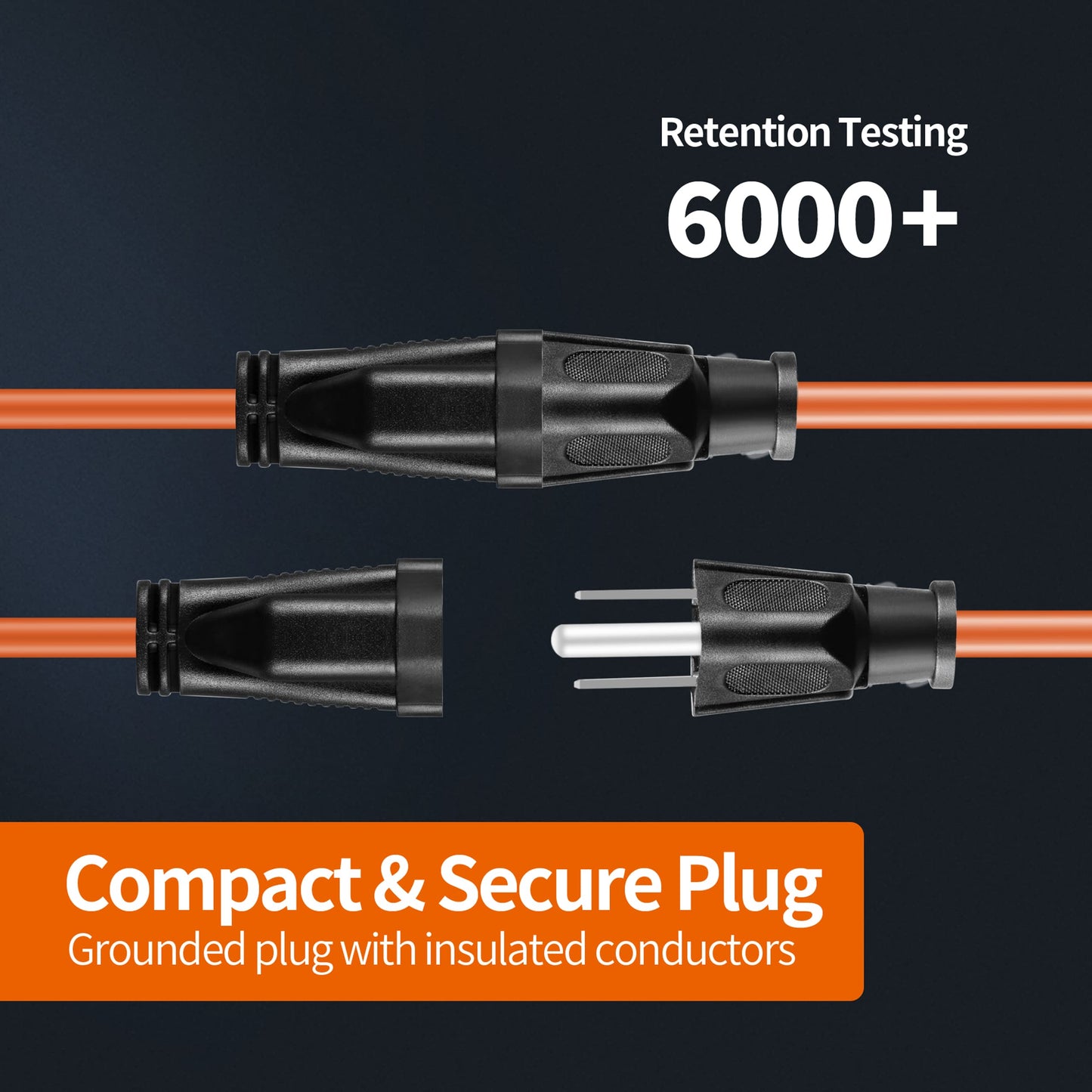 KTMC 15ft 16AWG Outdoor Extension Cord, Indoor/Outdoor 15-Foot SJTW 16/3 Gauge Extension Cable with Durable Weatherproof PVC Vinyl Jacket, 3-Prong Grounded Plug, ETL Certified 13A 1625W, Orange