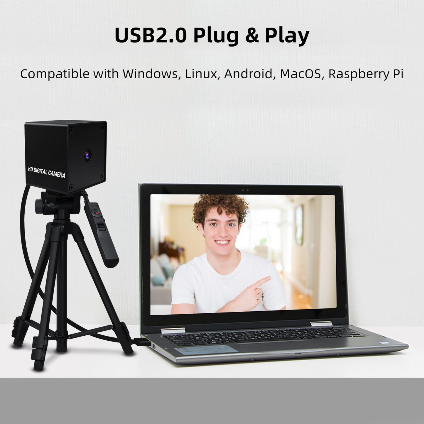 48MP Autofocus USB Camera - 4K UVC Mini Webcam with Metal Case, 8000x6000P 70 Degree No Distortion Lens PC Camera for Linux/Raspberry Pi, Plug & Play for Industrial/Lightburn/Video Conference
