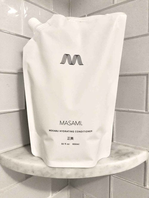 MASAMI Mekabu Hydrating Conditioner 32 oz Refill Pouch | Sustainable | Recyclable | Salon Quality | Color Safe | Japanese Seaweed | Sulfate Free | Paraben Free | Phthalate Free
