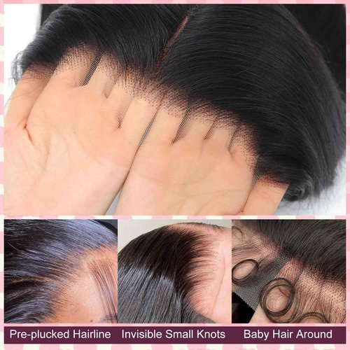 Indono Straight Wigs Human Hair 13x6 HD Lace Frontal Wig Pre Plucked Pre Cut with Baby Hair Black Human Hair Wig 220 Density Natural Color Wigs for Black Women 30 Inch