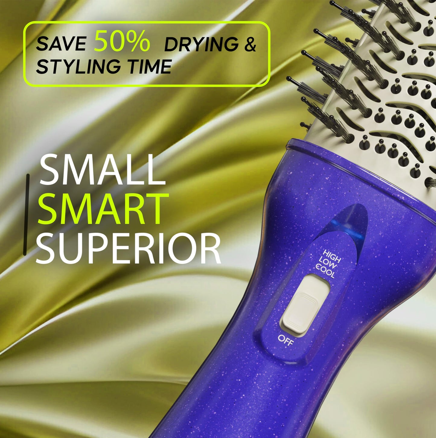 3” Large Barrel Ionic Hot Air Brush Hair Dryer – 75 mm One‑Step Volumizer Blowout Brush for Thick & Long Hair, 1100 W Plastic‑Tourmaline, Frizz Control, 3 Heat / 2 Speed, 13” Length