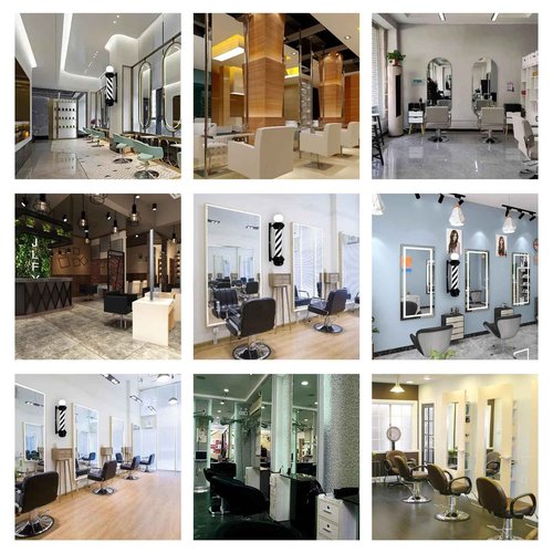 MIUXIU 35'' Barber Pole Light, Black White Rotating Hair Salon Open Sign, Wall Mount, Save Energy