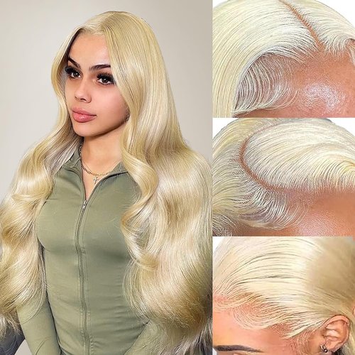 HUG MEET 613 13x6 Lace Front Wig Human Hair 200 Density Blonde Wig Human Hair Body Wave 613 HD Lace Front Wig Human Hair (24 Inch)