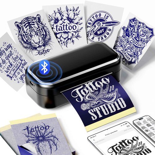 Tattoo Stencil Printer, TP31 Mini Thermal Tattoo Printer Machine with 30pcs Transfer Paper, Bluetooth Stencil Printe for Temporary Tattoos, Artists & Beginners, Compatible with Smartphone & Tablet