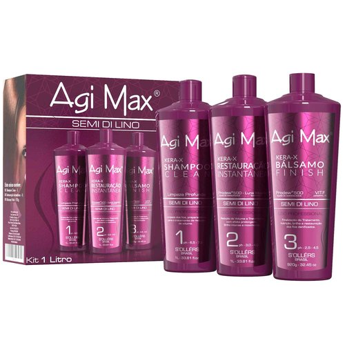Agi Max Brazilian Keratin Hair Treatment Kit 1000ml - 3 Steps - The Best Straightening!