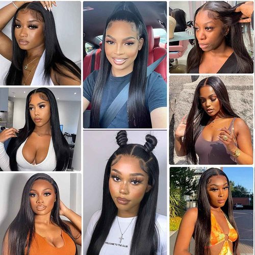 daparo Straight Lace Front Wigs Human Hair Pre Plucked 13x4 HD Transparent Lace Frontal Wigs Human Hair 180% Density Glueless Human Hair Wigs for Women Natural Black 30inch