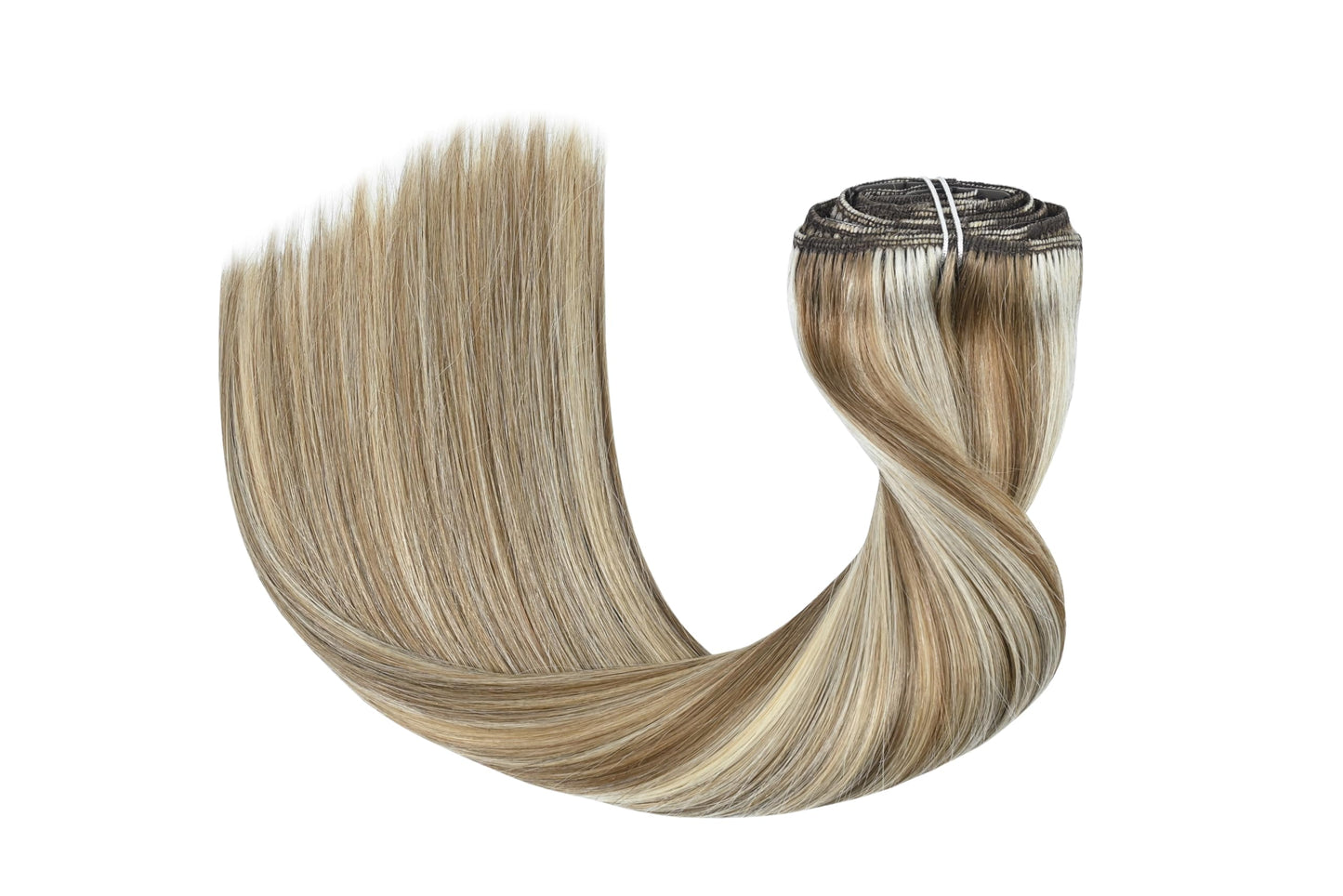 HUAYI Clip In Hair Extensions - Ash Blonde Mixed Platinum Blonde 120g 22 Inch, Real Human Hair Extensions for Women, Premium Quality Hair Extensions Real Human Hair for a Natural Look