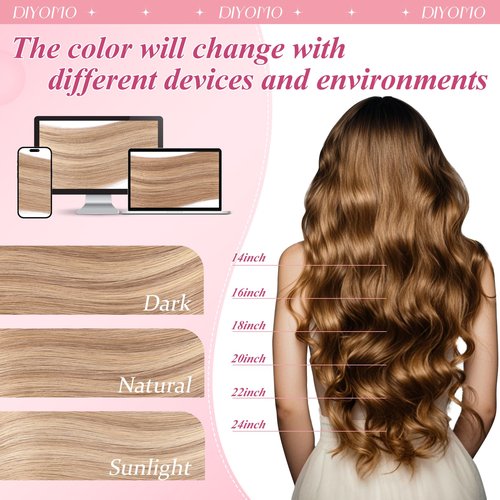 DIYOMO I Tip Hair Extensions - Human Hair,Light Blonde Highlighted Bleach Blonde 24 Inch For Women Soft & Natural Itip Human Hair Extensions 50g 50s