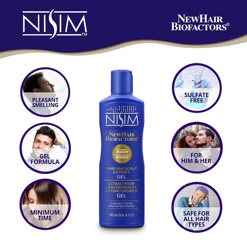 NISIM NewHair BioFactors Hair and Scalp Gel with AnaGain - Specially Formulated for Normal to Dry Hair to Maximize Natural Growth Cycle (8 Ounce / 240 Milliliter)