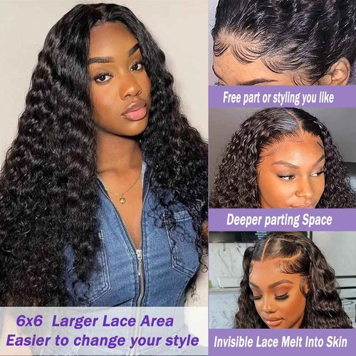 6x6 Deep Wave Closure Human Hair Transparent Hd Lace Closure 10a Brazilian Virgin Human Hair With Baby Hair Loose Deep Wave Closure Free Part Pre Plucked Natural Color 20 Inch