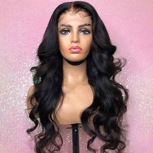 Licoville Body Wave Wig 4x1 Lace Front Human Hair Wig 20 Inch 150% Density Fuller Thicker Body Wave Lace Wigs Middle Part Natural Black Lace Closure Wigs for Black Women Pre Plucked