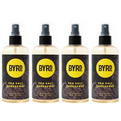 Byrd Sea Salt Surfspray, Salty Coconut Scent, Texturizing and Volumizing Sea Salt Spray for Men for Hydrated, Shiny Surfer Hair, Safe for All Hair Types, 8 Fl Oz, Pack of 4