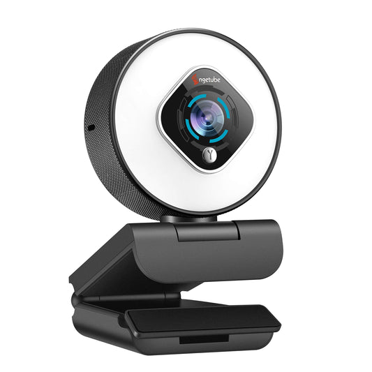 Angetube Streaming Webcam with Light - HD 1080P Autofocus Computer Camera with Microphone USB Camera with Digital Zoom for PC|Desktop|Laptop|Gaming|Video Calling