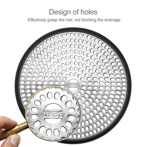LEKEYE Shower Drain Hair Catcher | Strainer | Shower Stall Drain Cover | Bathroom Drain Protector Stainless Steel and Silicone(Black)