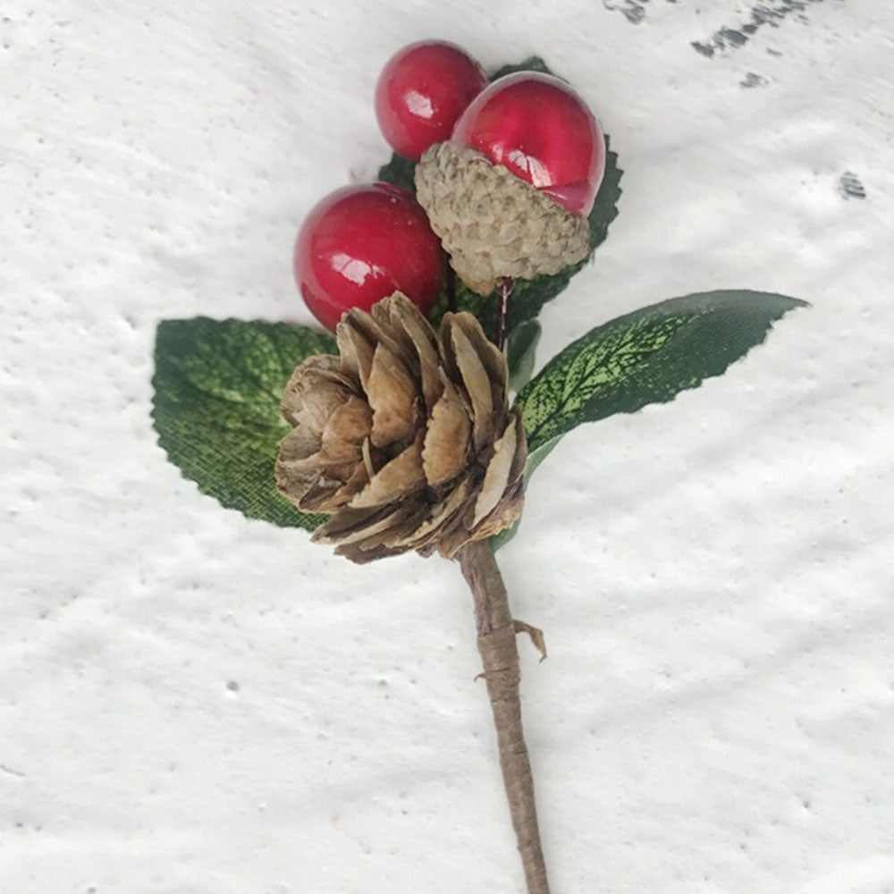 Artificial Pine Branches with Red Berries & Pine Cones - Holiday Decor