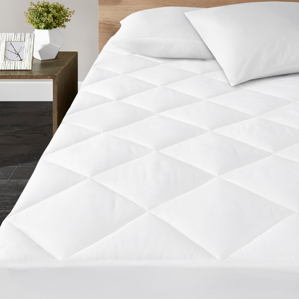 300 Thread Count Cotton Sateen Waterproof Mattress Pad - White