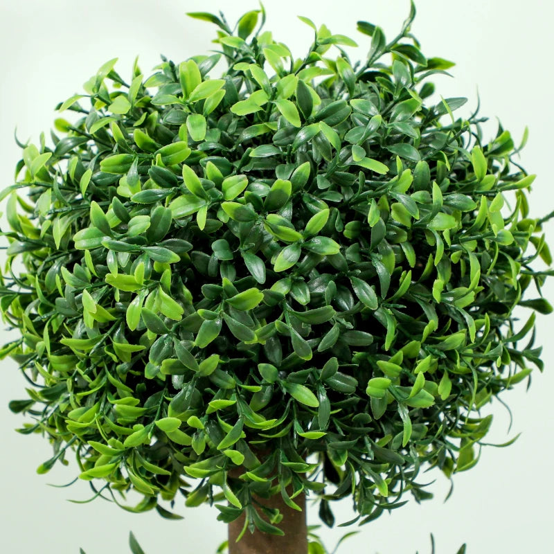 Set of 2 Artificial Boxwood Topiary Trees - UV-Protected Indoor Outdoor Faux Plants