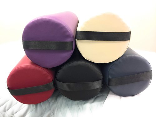 Full Round Massage Bolster Pillow by NRG - 6" W x 26" L Positioning Cushion Bolsters for Massage/Spa Tables with Carrying Strap - Durable PVC Free Vinyl Upholstery - CFC Free Foam - Color: Black