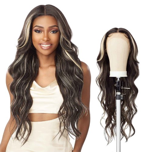 Sensationnel Butta Lace Wigs - Unit 34 Extra Wide 5 Inch Deep Parting Synthetic Preplucked Hairline Glueless Lacefront (BALAYAGECARAMEL)