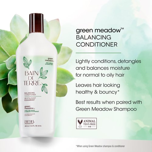 Bain de Terre Balancing Shampoo & Conditioner Set | Green Meadow | Normal to Oily Hair | Paraben Free | 33.8 Fl Oz