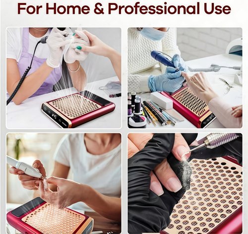 Anion Nail Vacuum Nail Dust Collector – Low Noise, Super Strong Suction, 12-Hour Ultra-Long Battery Life, Ideal for Acrylic, Nail, and Burr Dust