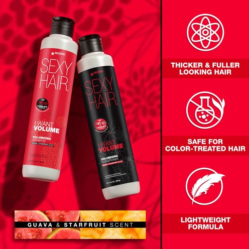 SexyHair I WANT VOLUME Shampoo, 33.8oz | 10% More Volume | Lightweight Formula | All Hair Types