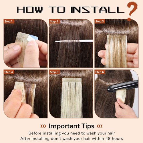 LADY MIRANDA 16 Inch Tape in Human Hair Extensions - 40g/20pcs Blonde Soft Invisible Real Hair (9A/60)