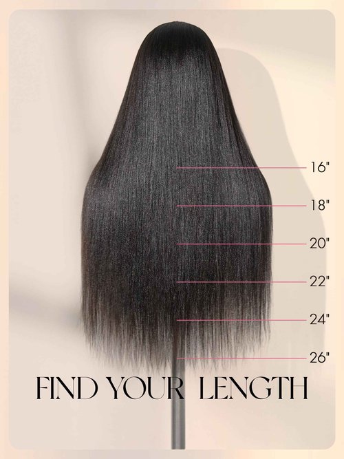 LUVME HAIR Half Wig Yaki Straight Flexi-Fit Invisi 3 in 1 Wigs Flip Drawstring Wig 200% Density Glueless Wigs 100% Human Hair Natural Black Ready to Go Headband Wig for Women 16 Inches
