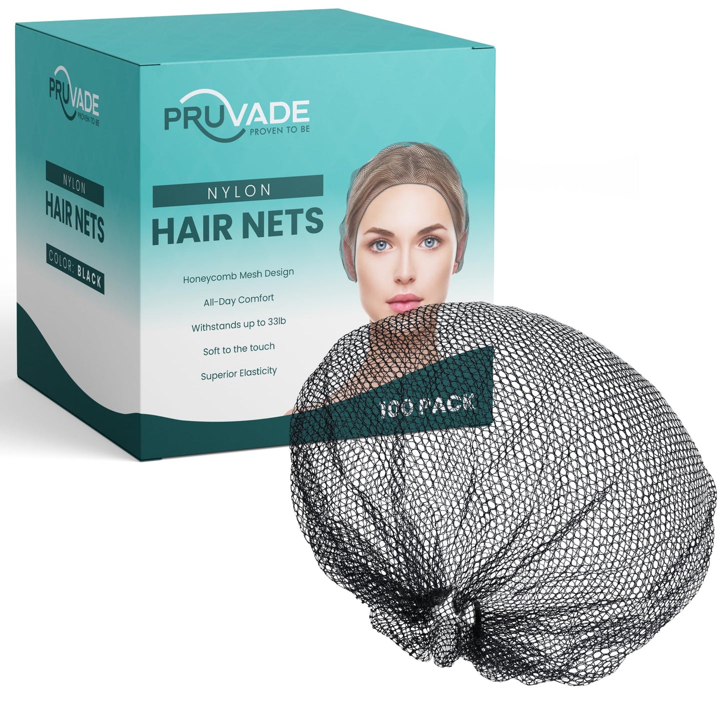 Pruvade - Nylon Hair Nets for Women & Men | Case of 1000 | 24" Honeycomb Mesh Hair Net for Food Service, Medical & Industrial Use - Breathable & Sturdy for Bun Hair, Most Long & Short Hair- Latex Free