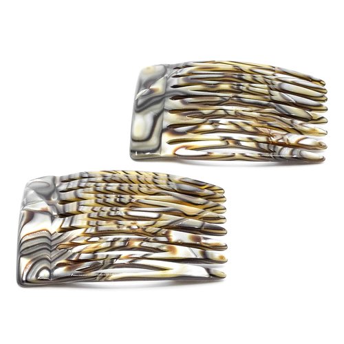 Camila Paris Onyx Pearl Tokyo French Hair Side Comb 6 Piece Handmade Small, French Twist Decorative Hair Combs, Strong Hold Hair Comb Clips for Women, Styling Girls Hair Accessories, Made in France