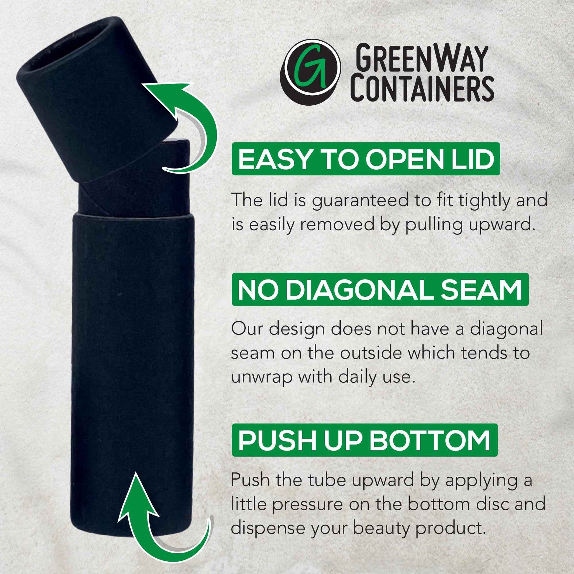 GreenWay 0.3oz / 8.5g Kraft Paperboard Lip Balm Tubes with Lids - 50 Pack Lip Gloss Tubes Refillable DIY Cosmetic Containers - Lip Balm Containers Chapstick Tubes Empty Holder Tubes - Black