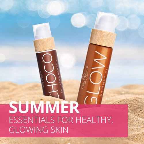 COCOSOLIS Bio Body Oil Bundle – Choco Tanning Oil and Glow Body Shimmer Lotion - Get a Healthy, Glowing, and Longer Lasting Tan