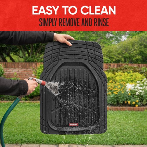 Motor Trend - MT-923-BK 923-BK Black FlexTough Contour Liners-Deep Dish Heavy Duty Rubber Floor Mats for Car SUV Truck & Van-All Weather Protection, Universal Trim to Fit