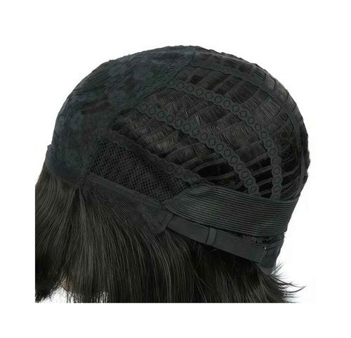 Salt and Pepper Wigs for Black Women with Bangs, Glueless Non Lace Short Straight Silver Wig, Ready to Wear Natural Look with Breathable Cap (Medium Salt & Pepper | Bangs, 10 inch)