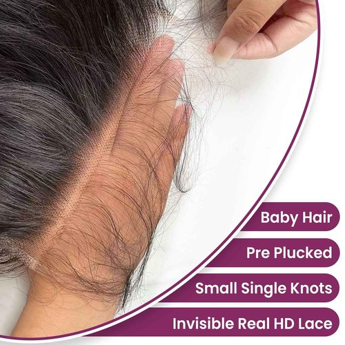 Topnormantic 13x6 HD Lace Frontal, 0.11mm Ultra-Thin Skinlike Invisible Swiss Real HD Lace Frontal Closure Pre Plucked with Baby Hair Brazilian Virgin Human Hair Ear to Ear 13x6 Lace Frontal 12 Inch