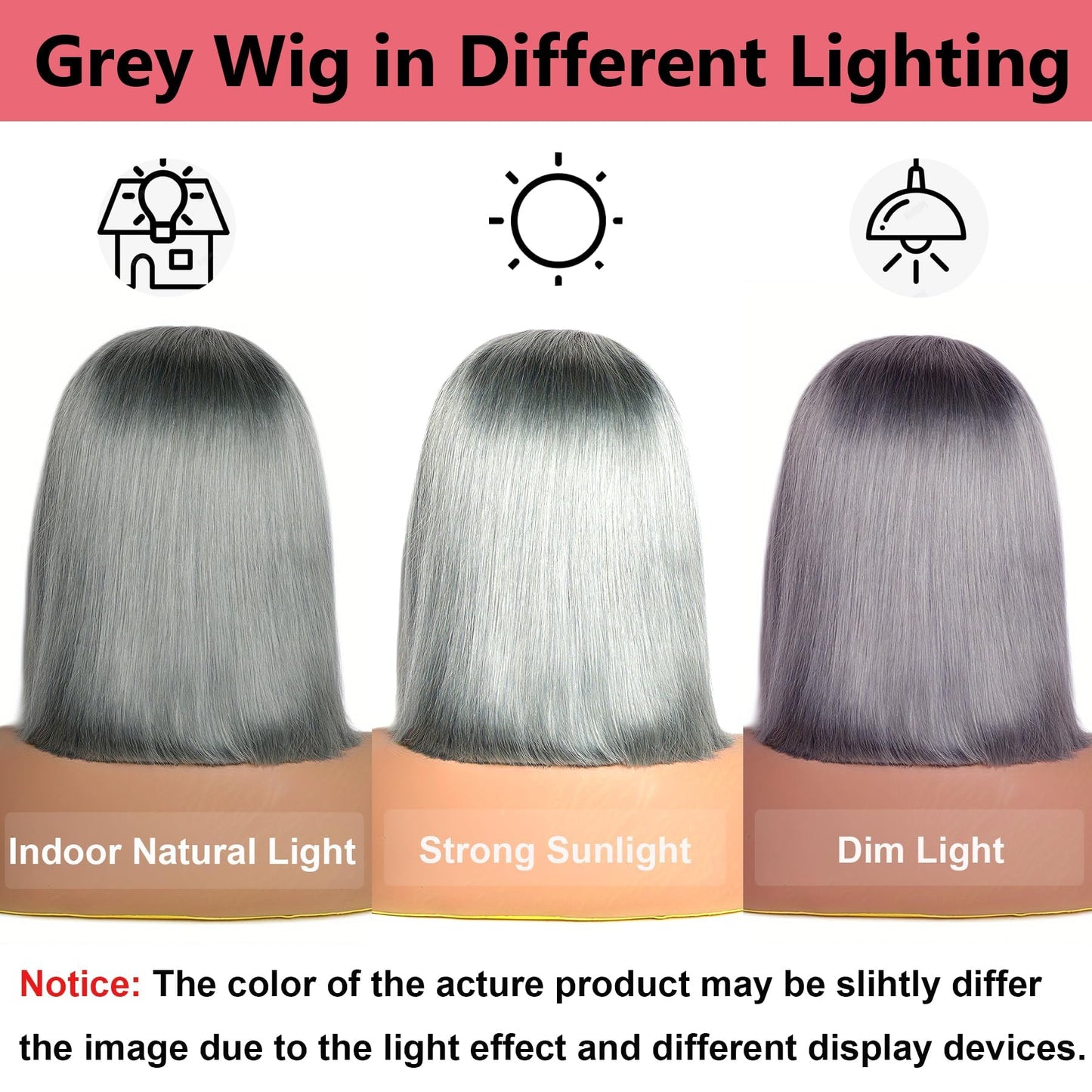 GIRLOFDREAMS Grey Color Short Bob Wig Human Hair 13x4 Straight Lace Front Wigs Glueless 180 Density Pre Plucked with Baby Hair Brazilian Remy Gray Colored Transparent Frontal Lace Wigs for Black Women