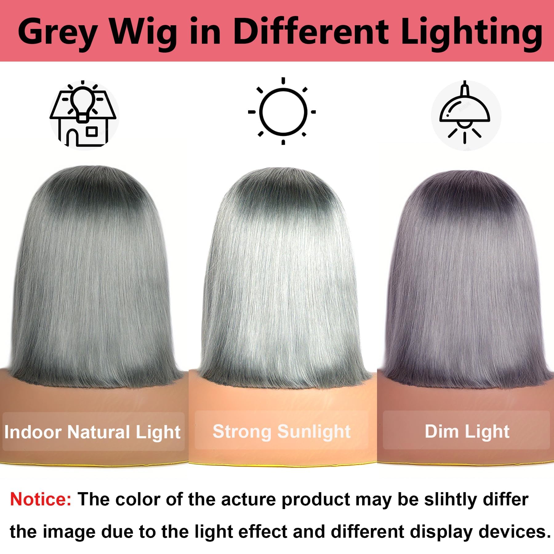GIRLOFDREAMS Grey Color Short Bob Wig Human Hair 13x4 Straight Lace Front Wigs Glueless 180 Density Pre Plucked with Baby Hair Brazilian Remy Gray Colored Transparent Frontal Lace Wigs for Black Women