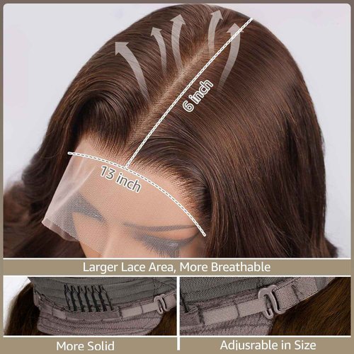 DOLLY PRETTY Chocolate Brown Lace Front Wig 13x6 Body Wave 200 Density Hd Lace Front Wigs Human Hair Pre Plucked 4# Colored Wigs 30 Inch