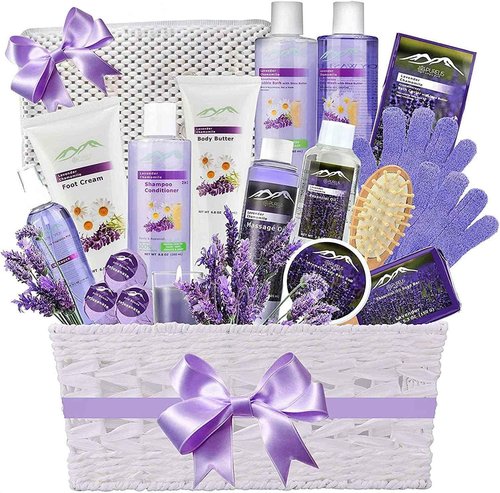 Premium Deluxe Bath & Body Gift Basket. Ultimate Large Spa Basket! #1 Spa Gift Baskets for Women (French Lavender)