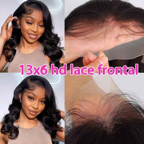 13x6 Lace Frontal Body Wave HD Transparent Frontal Ear to Ear 13x6 Lace Frontal Closure With Baby Hair Free Part 100% Virgin Human Hair Closure (16 Inch, 13×6 frontal)