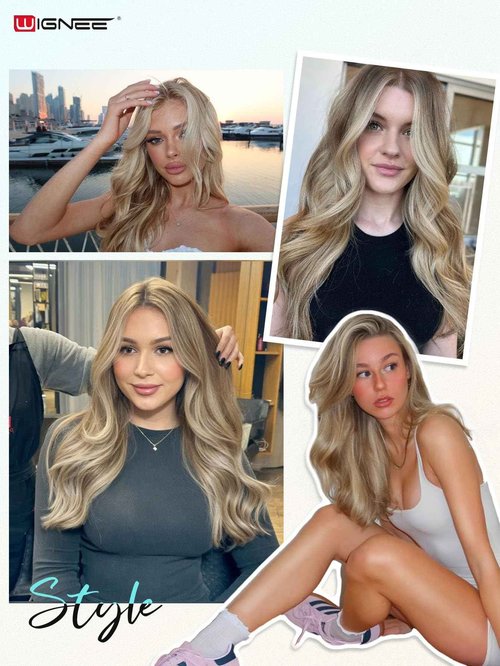 WIGNEE OVO 18 Inch Butterfly Invisible Human Hair Extensions, 1PC 50g Double Layer 13 Inch Wide Seamless Cuttable Blended Blonde with Micro Beads, Glueless Install for Thin Hair Volume