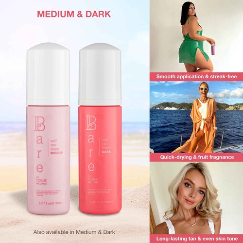 Bare by Vogue - Ultra Dark Tan Self-Tanning Foam - Suitable for All Skin Types - Self Tanner for Face & Body - Long-Lasting Fake Tan - 150ML