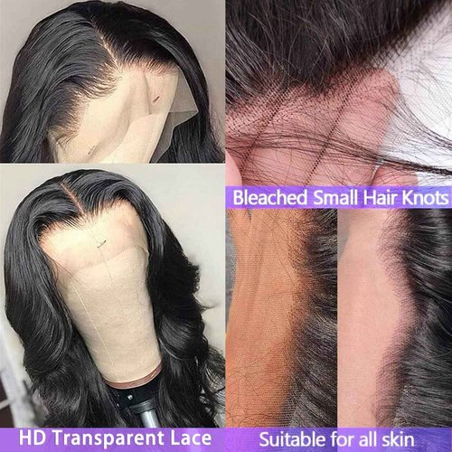 Body Wave Lace Front Wigs Human Hair for Black Women 13x4 Lace Frontal wigs HD Transparent Lace Front Wigs Human Hair Pre Plucked with Baby Hair 180% Density(18 Inch)