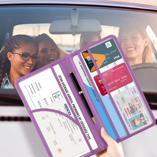 CoBak Car Registration and Insurance Holder - Vehicle Glove Box Car Organizer,Auto Truck Comparment Accessories Case with Magnetic Closure for Essential Document,Driver License,Cards