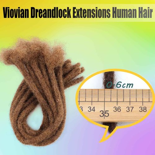 Coriario 12 Inch Natural Locs Extensions Human Hair 30 Strands 0.6cm 30# Dreadlock Human Hair Dread Locks Extensions for Men/Women/Kids Brown